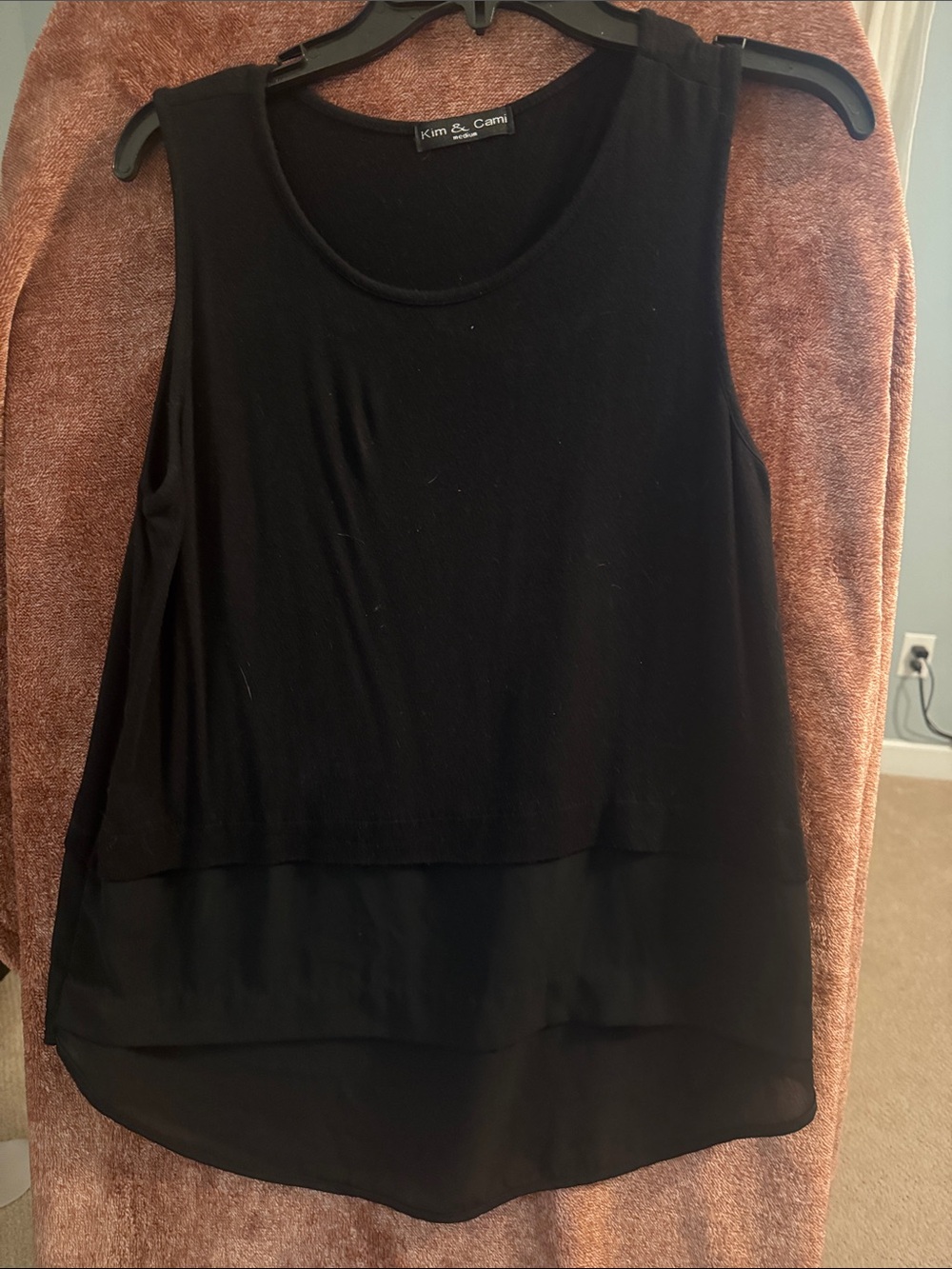 Kim & Cami Black Layered Scoop Neck Tank